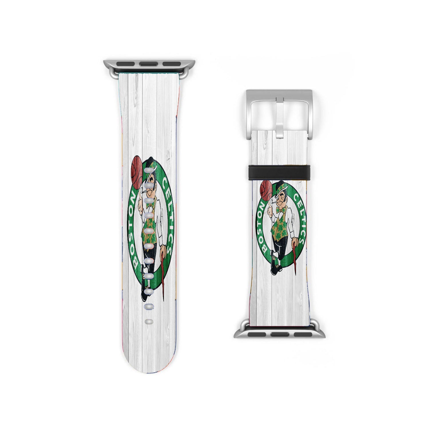 Boston Celtics Nba Logo White Wood Wallpaper Apple Watch Band 38Mm - 44Mm