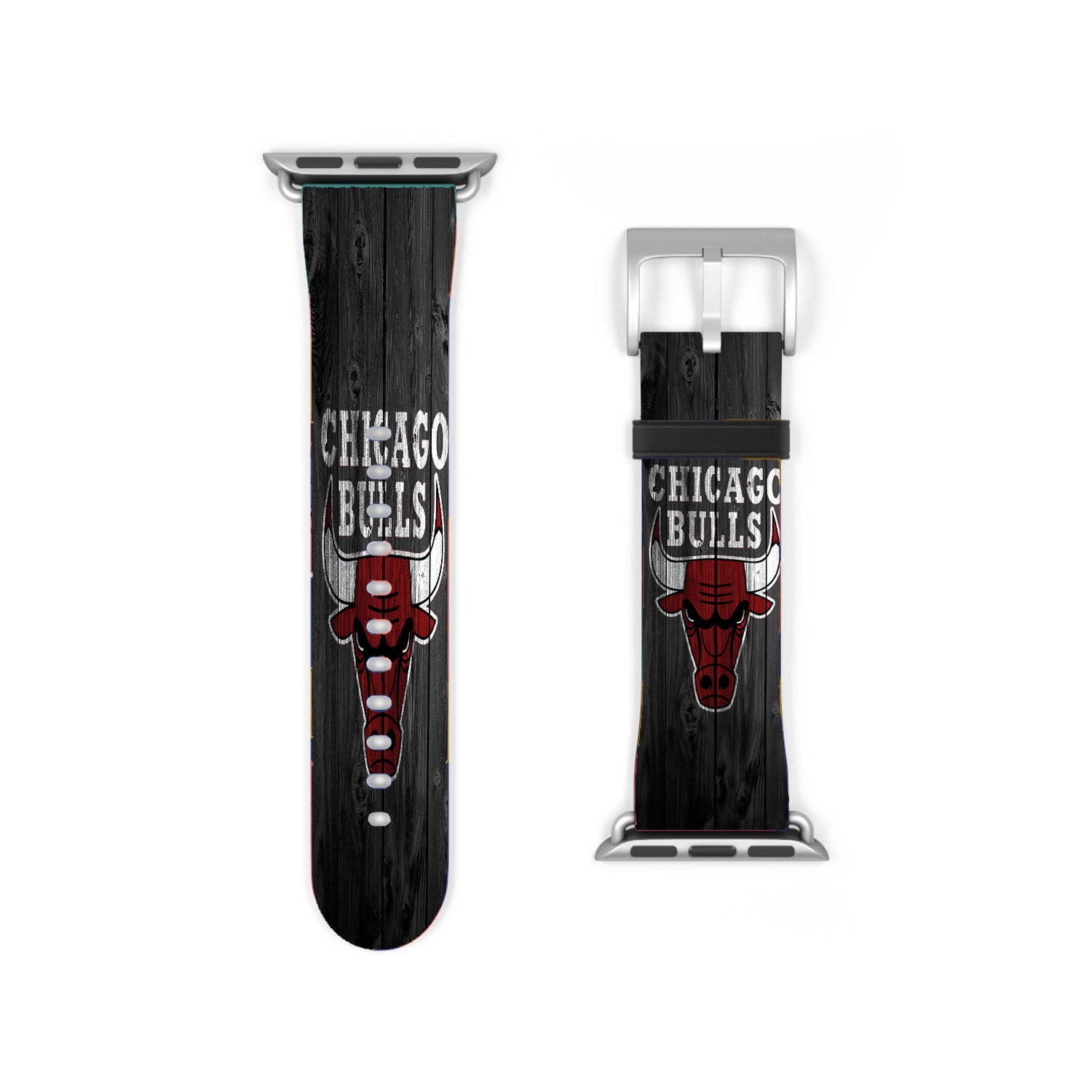Chicago Bulls Nba Logo Dark Wood Wallpaper Apple Watch Band 38Mm - 44Mm