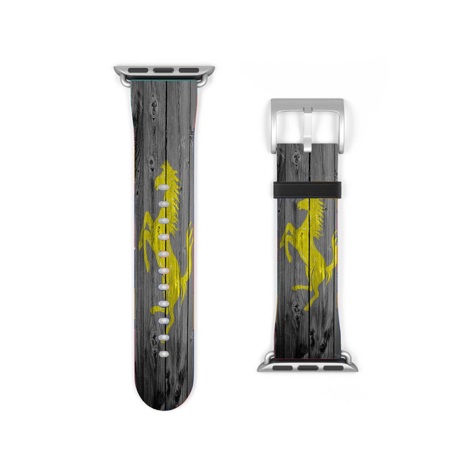 Ferrari Horse Logo Dark Wood Wallpaper Apple Watch Band 38Mm - 44Mm