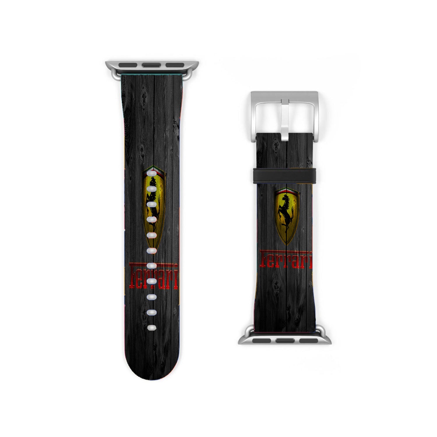 Ferrari Luxury Car Logo Dark Wood Wallpaper Apple Watch Band 38Mm - 44Mm