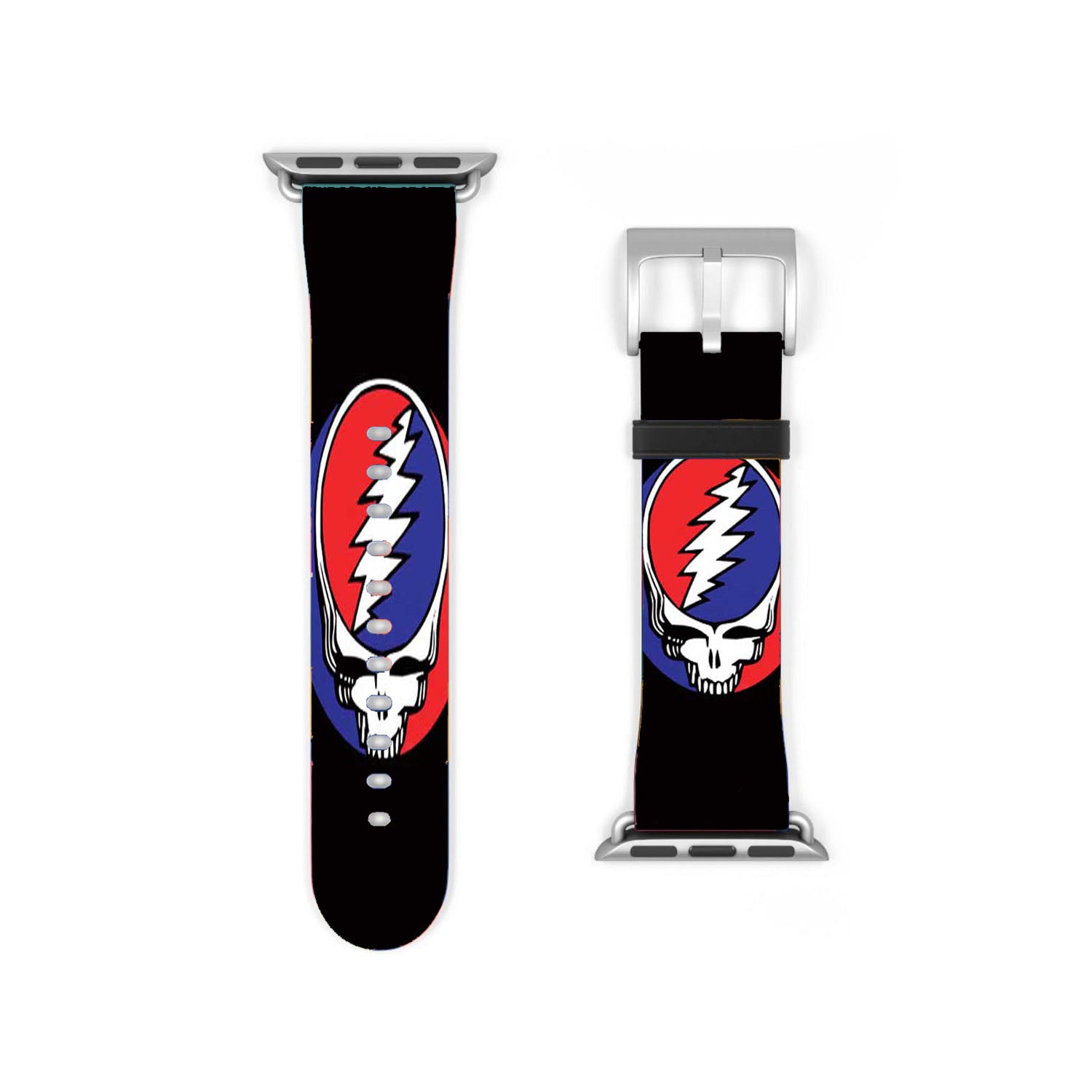 Grateful Dead Skull On Blk Apple Watch Band 38Mm - 44Mm