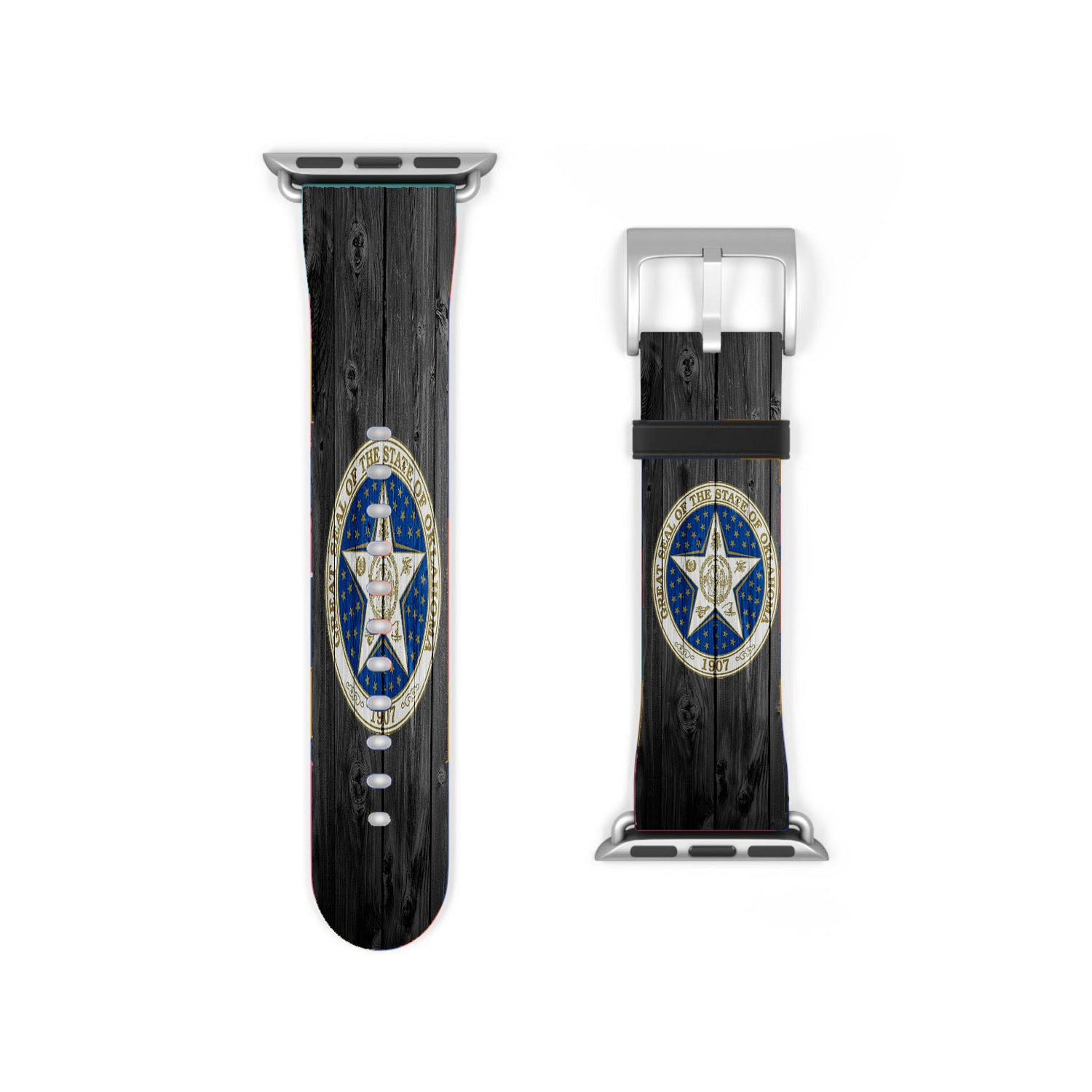 Great Seal Of The State Of Oklahoma Logo Dark Wood Wallpaper Apple Watch Band 38Mm - 44Mm