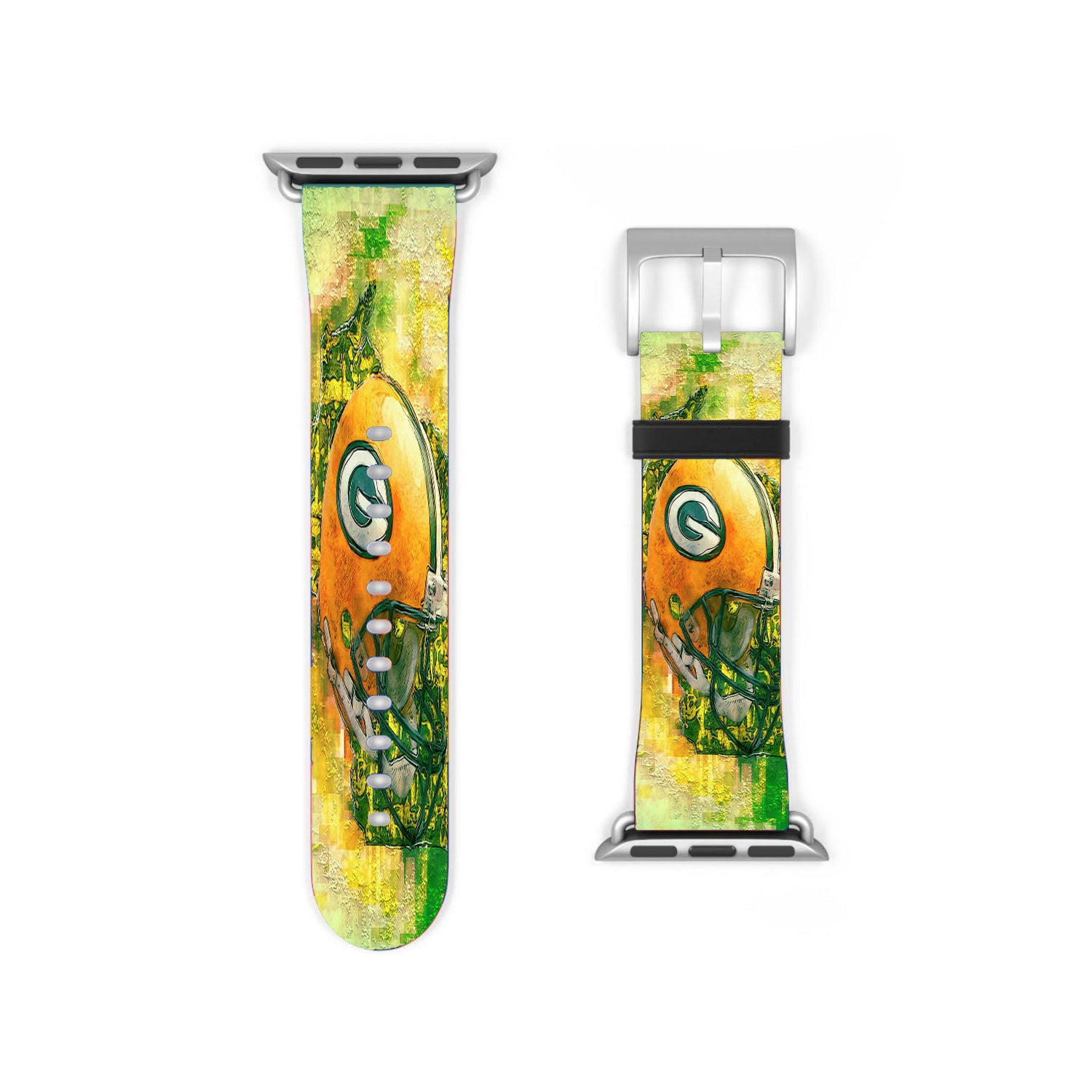 Green Bay Packers Helmet Abstract Art Apple Watch Band 38Mm - 44Mm