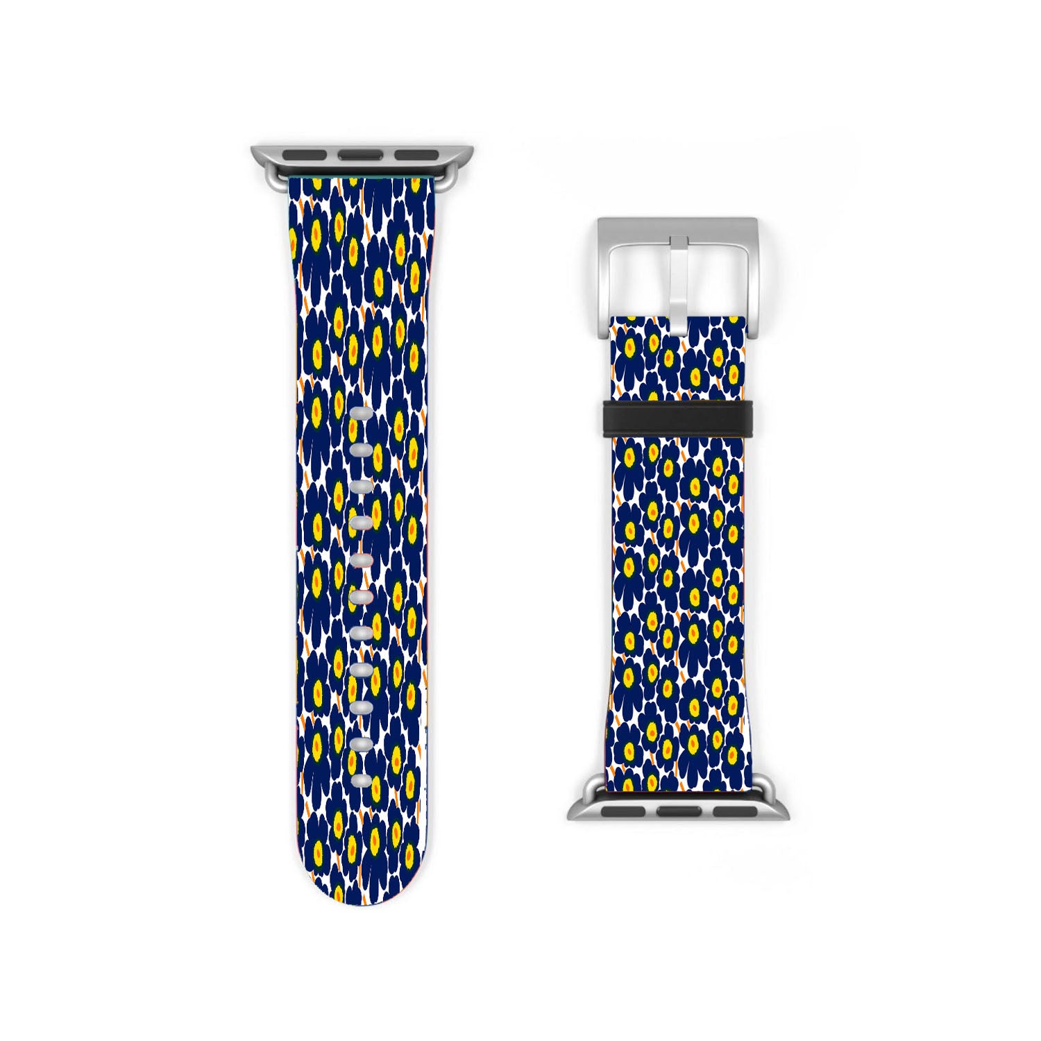 Marimekko Pieni Unikko Blue Flower Pattern Apple Watch Band 38Mm - 44Mm