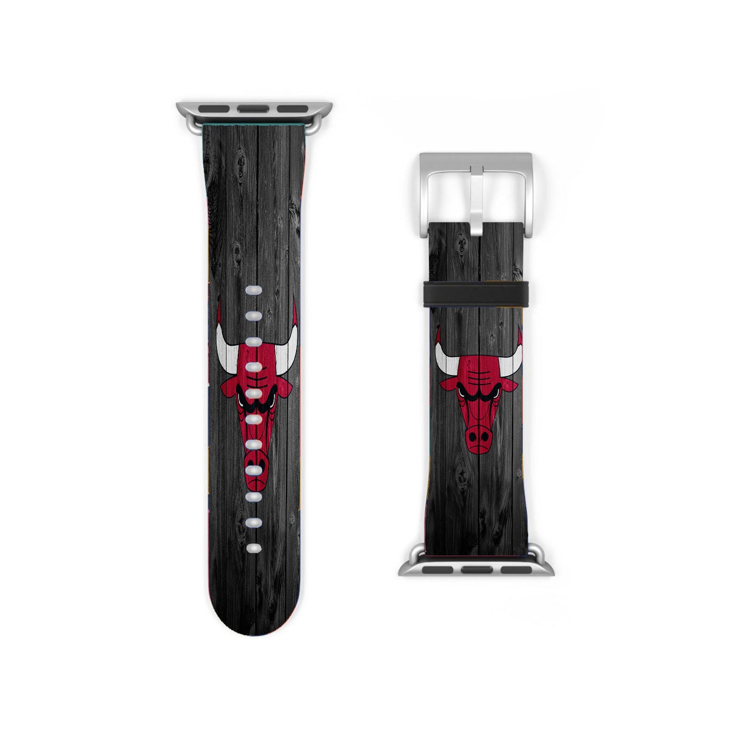 Nba Chicago Bulls Logo Dark Wood Wallpaper Apple Watch Band 38Mm - 44Mm