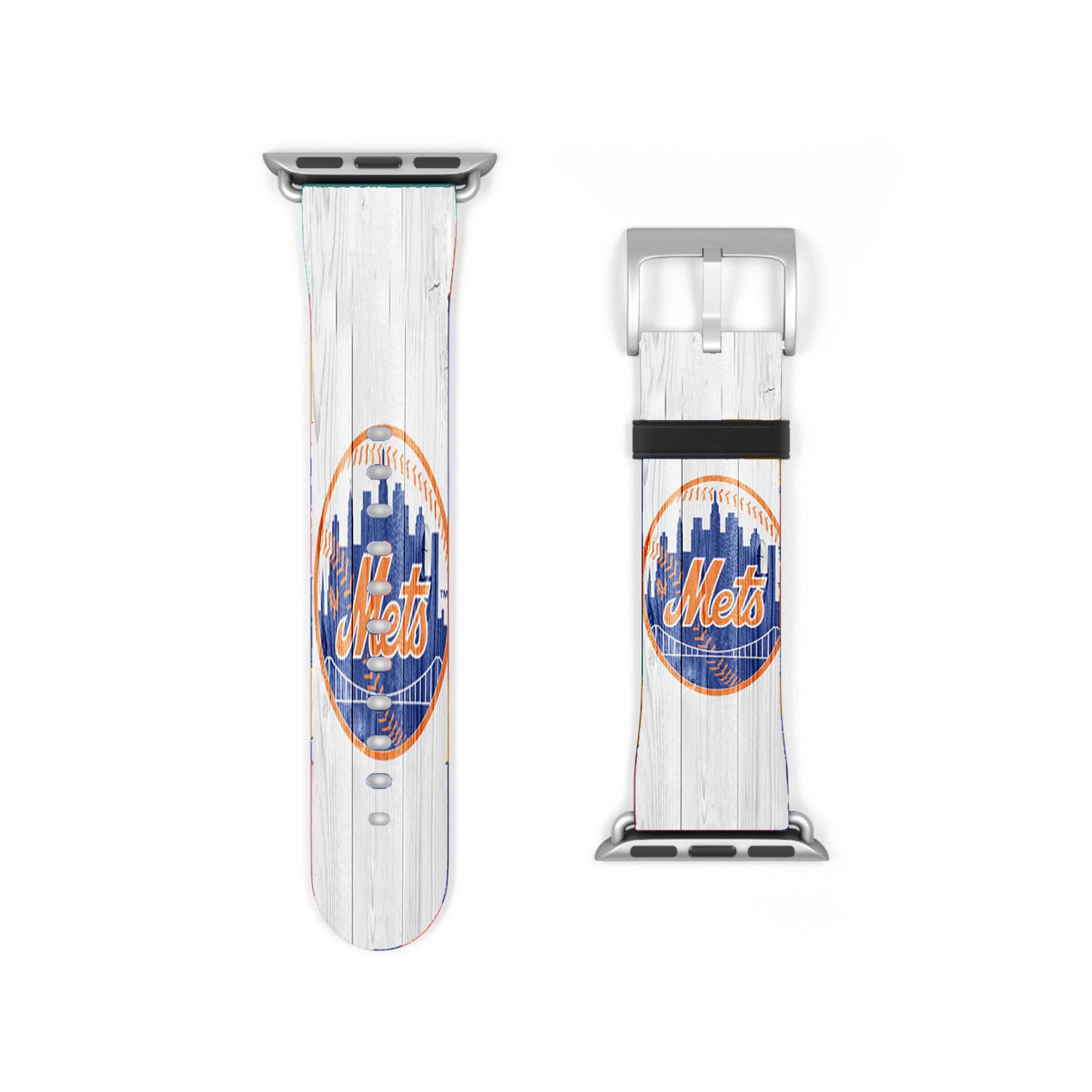 New York Mets White Wood Apple Watch Band 38Mm - 44Mm