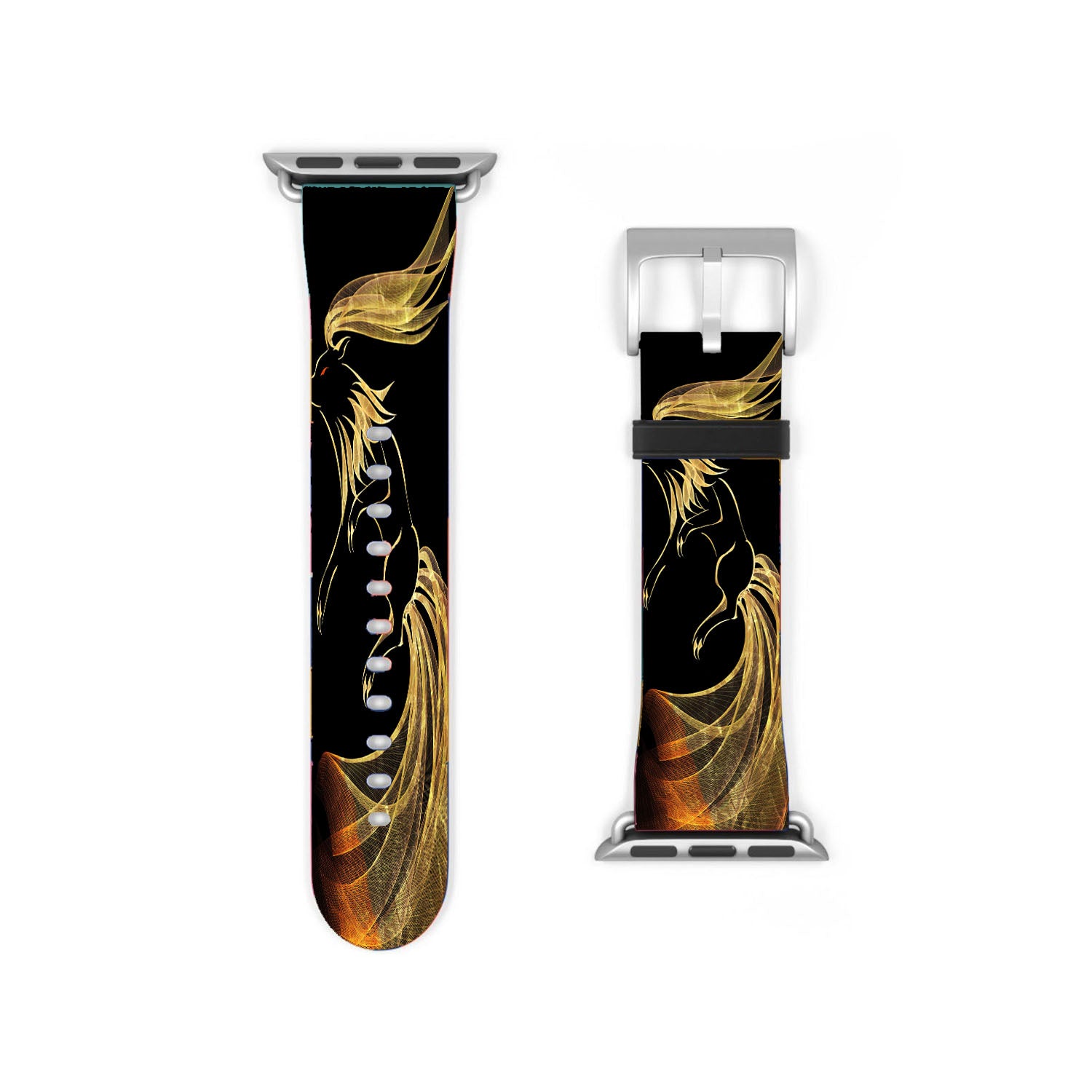 Ninetales Pokemon Line Art On Black Apple Watch Band 38Mm - 44Mm