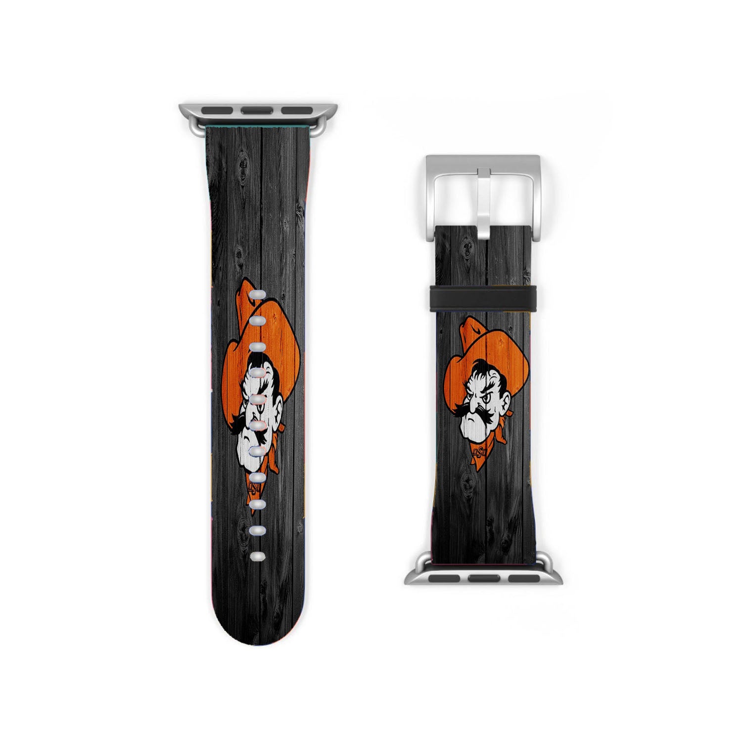 Oklahoma State Pistol Pete Logo Dark Wood Wallpaper Apple Watch Band 38Mm - 44Mm