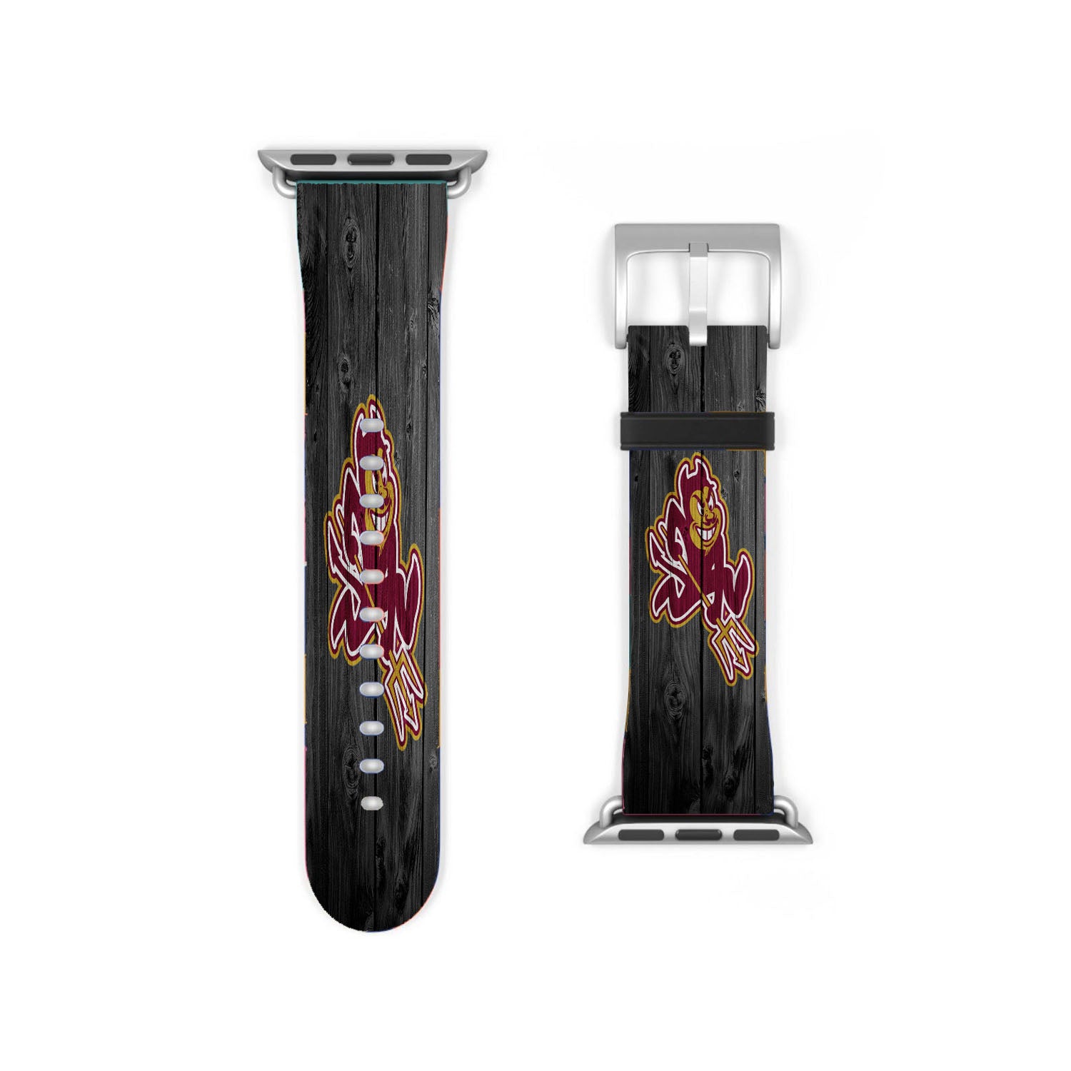 Old Arizona State Sun Devils Nfl Logo Dark Wood Wallpaper Apple Watch Band 38Mm - 44Mm
