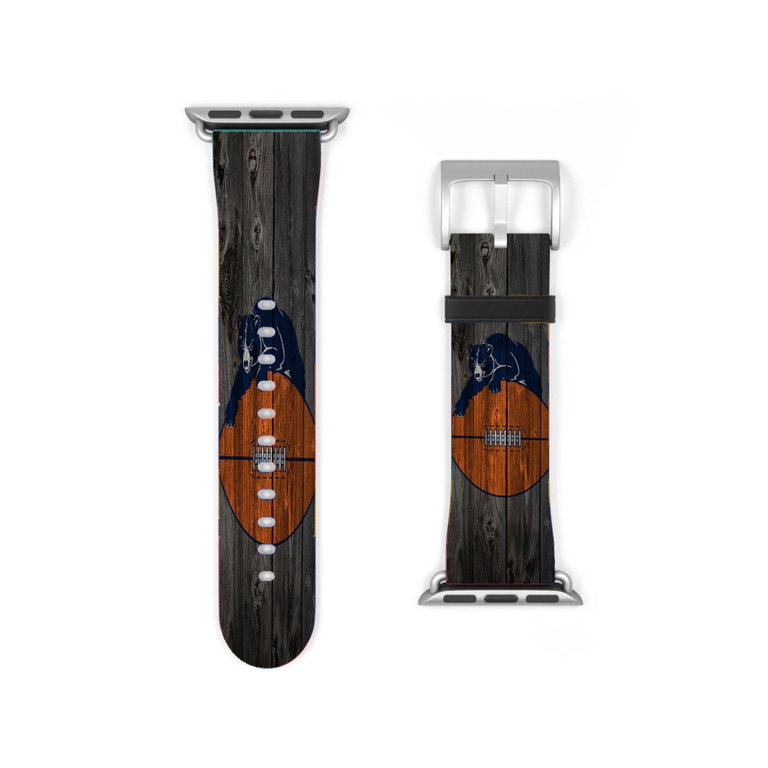 Old Chicago Bears Nfl Logo Dark Wood Wallpaper Apple Watch Band 38Mm - 44Mm