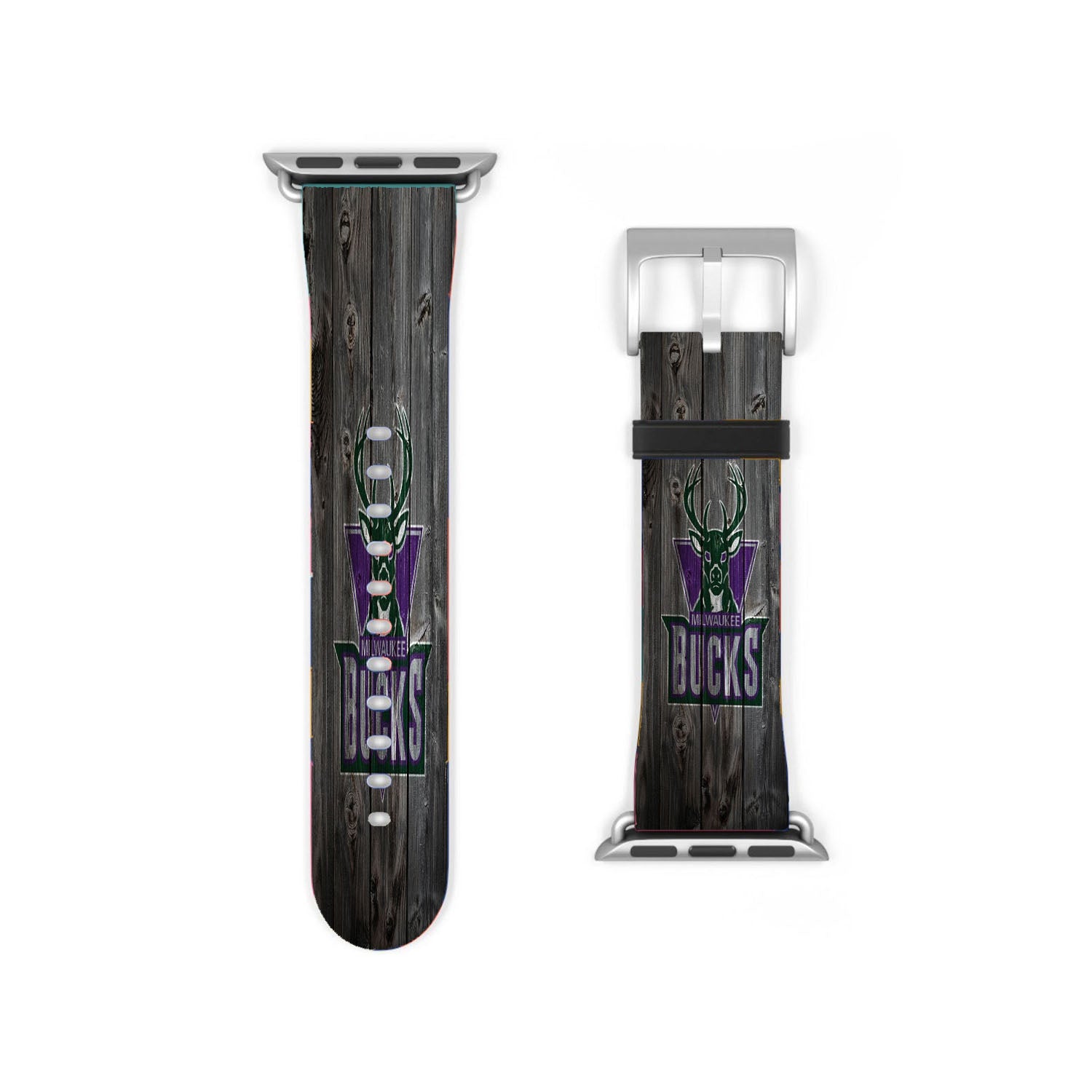Old Milwaukee Bucks Nba Logo Dark Wood Wallpaper Apple Watch Band 38Mm - 44Mm