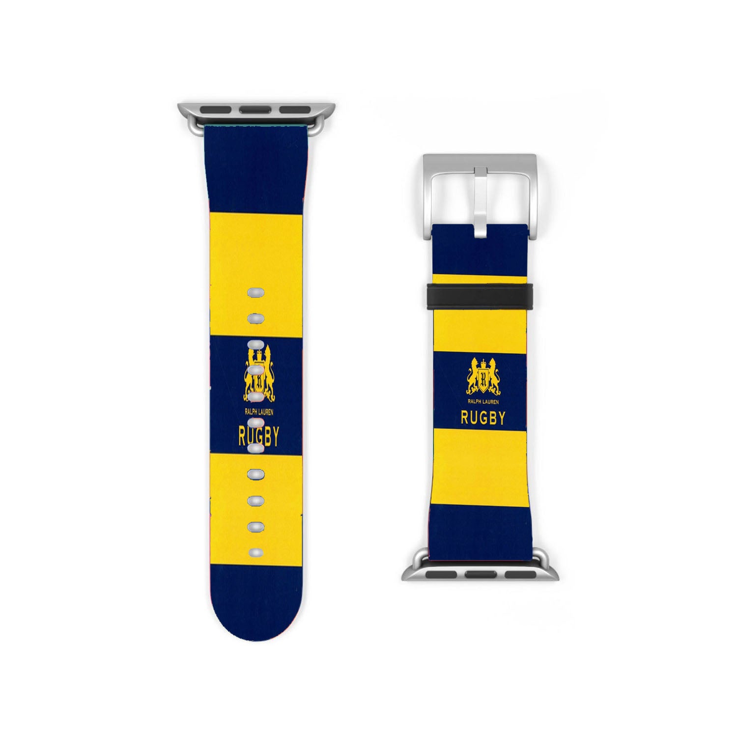 Yellow Blue Stripe Polo Ralph Lauren Rugby Logo Apple Watch Band 38Mm - 44Mm