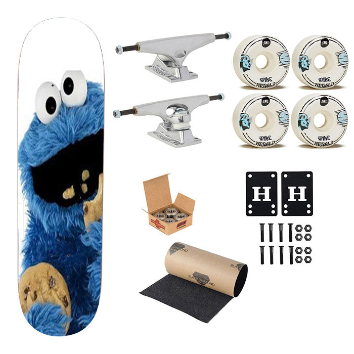 Cookie Monster Eating Cookies Skateboard Complete Board 8.0" X 31.75"
