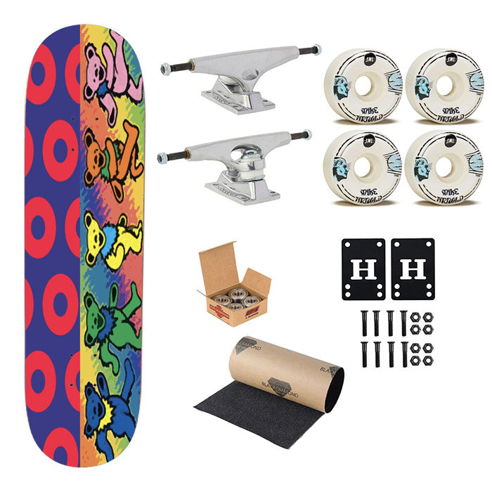 Dancing Bears Grateful Dead Colorfull Skateboard Complete Board 8.0" X 31.75"