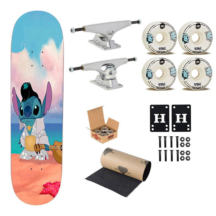 Elvis Stitch Disney Skateboard Complete Board 8.0" X 31.75"