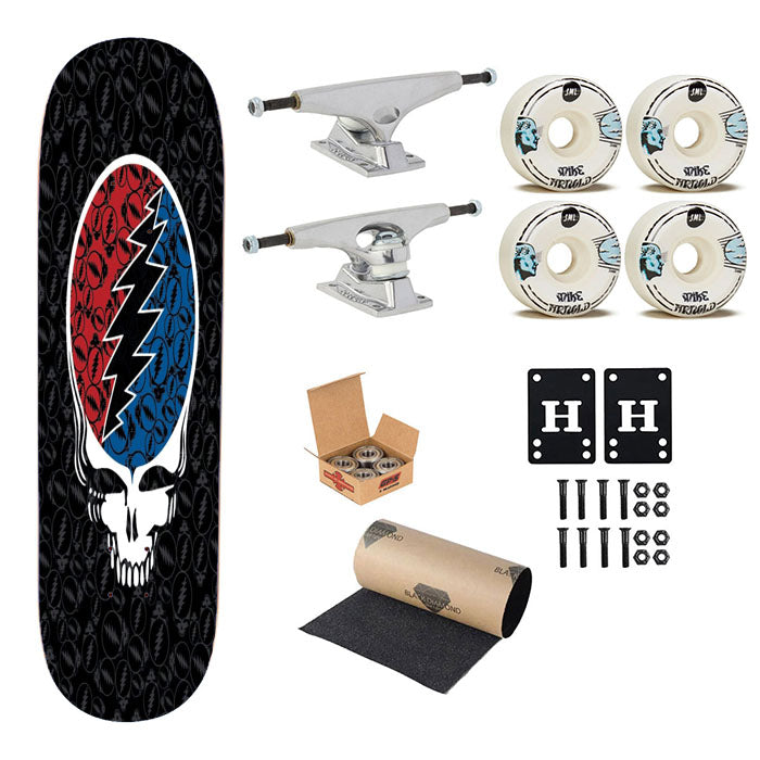 Grateful Dead I Steal Your Face Mandala Style Skateboard Complete Board 8.0" X 31.75"