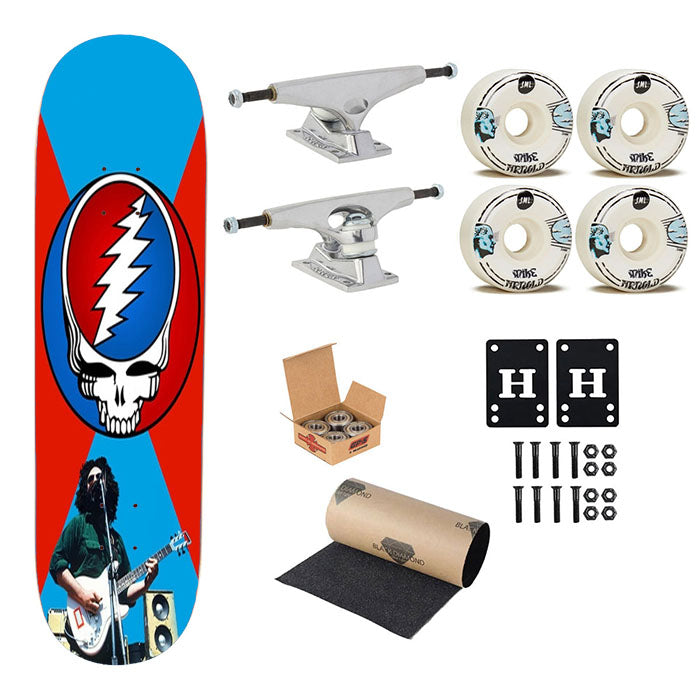 Grateful Dead Logo Outline Checkered Skateboard Complete Board 8.0" X 31.75"