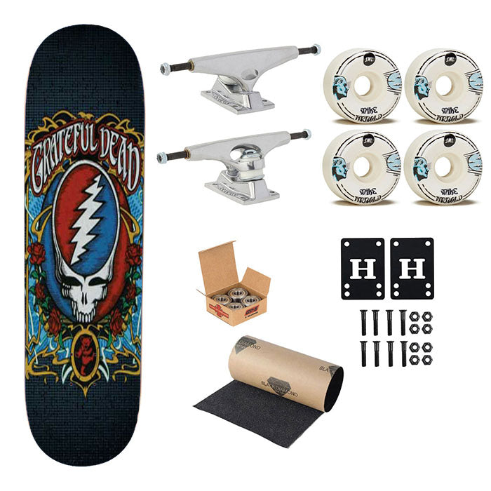 Grateful Dead Skeleton Bones And Roses Skateboard Complete Board 8.0" X 31.75"
