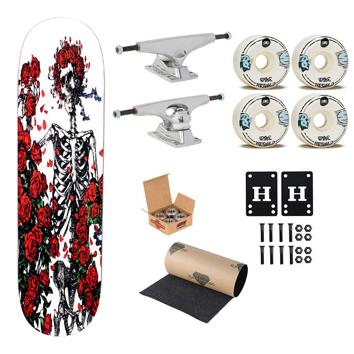 Grateful Dead Skeleton Roses Skateboard Complete Board 8.0" X 31.75"