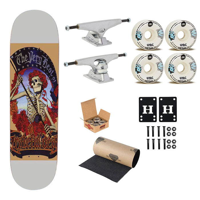 Grateful Dead White-Skull Logo Skateboard Complete Board 8.0" X 31.75"