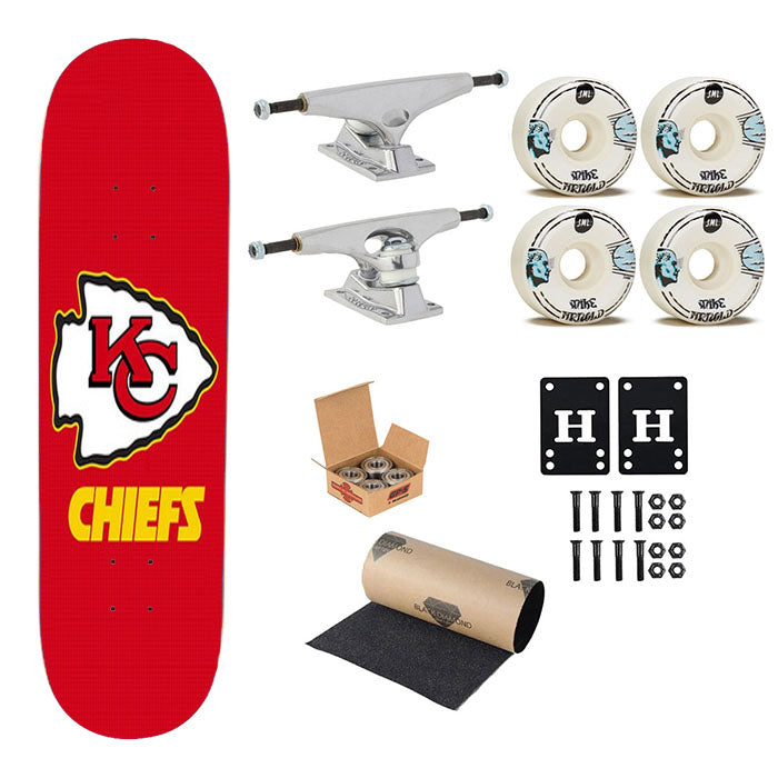 Kansas City Chiefs 4 Skateboard Complete Board 8.0" X 31.75"