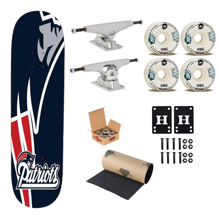 Nfl New England Patriots Logo Skateboard Complete Board 8.0" X 31.75"