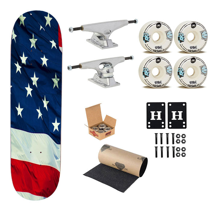 American Flag Skateboard Complete Board 8.0" X 31.75"