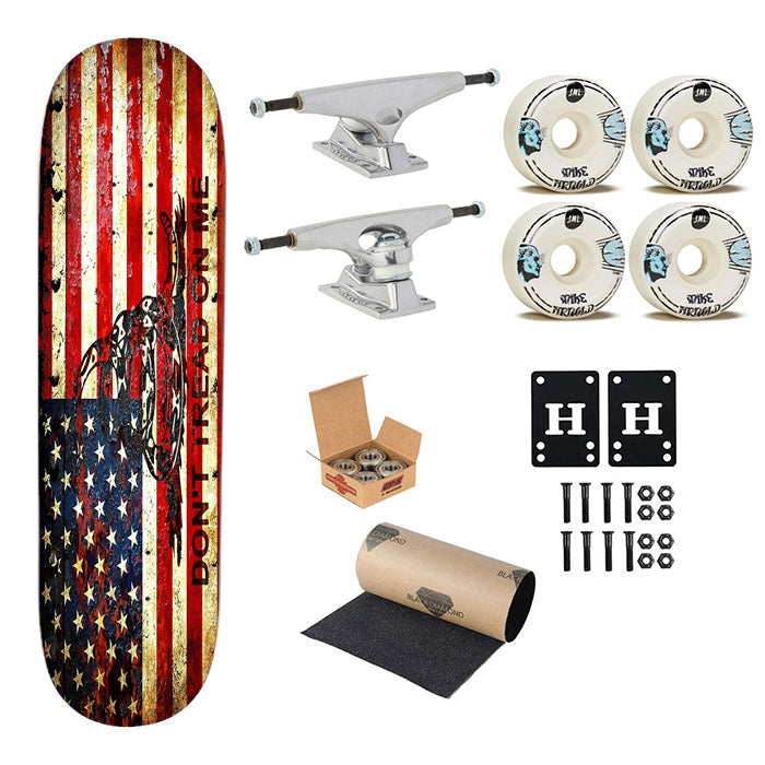 American Flag And Viper On Rusted Skateboard Complete Board 8.0" X 31.75"