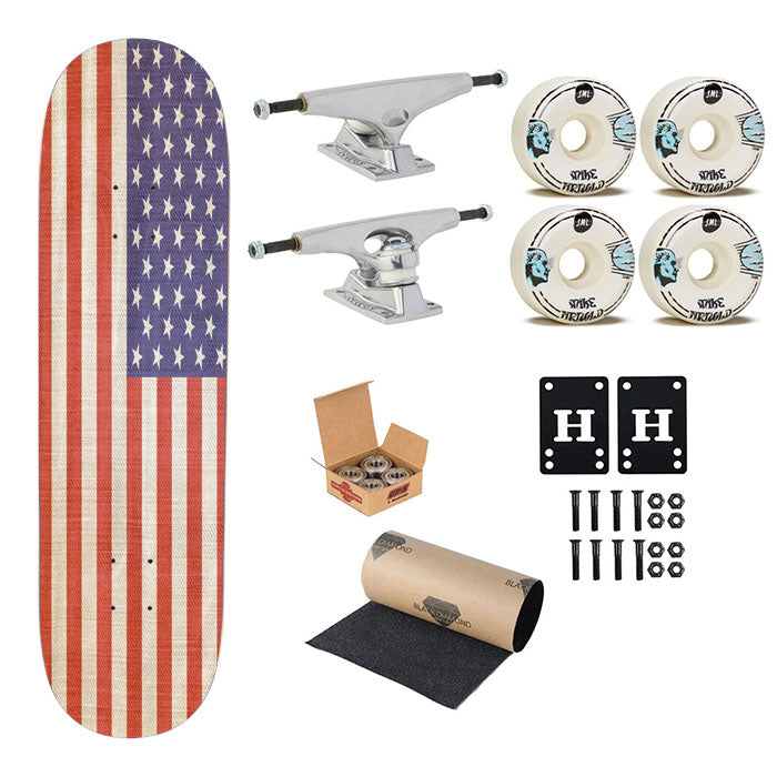 American Flag Texture Skateboard Complete Board 8.0" X 31.75"