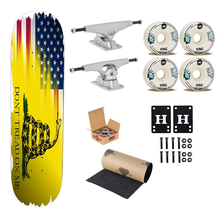 American Gadsden Flag Skateboard Complete Board 8.0" X 31.75"