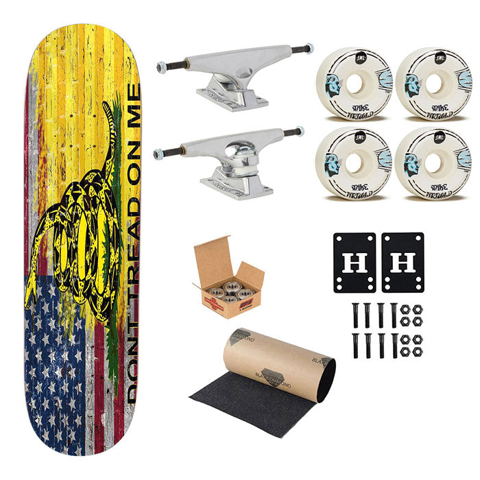 American Gadsden Flag Don'T Tread On Me Skateboard Complete Board 8.0" X 31.75"