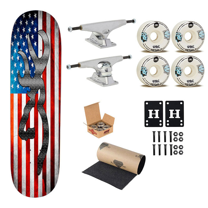 Browning American Flag Skateboard Complete Board 8.0" X 31.75"