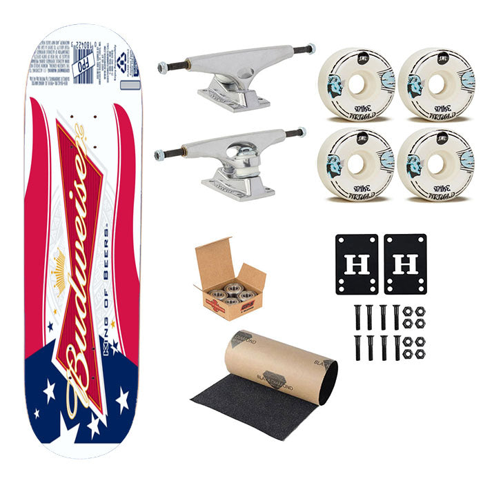 Budweiser American Flag Logo Skateboard Complete Board 8.0" X 31.75"