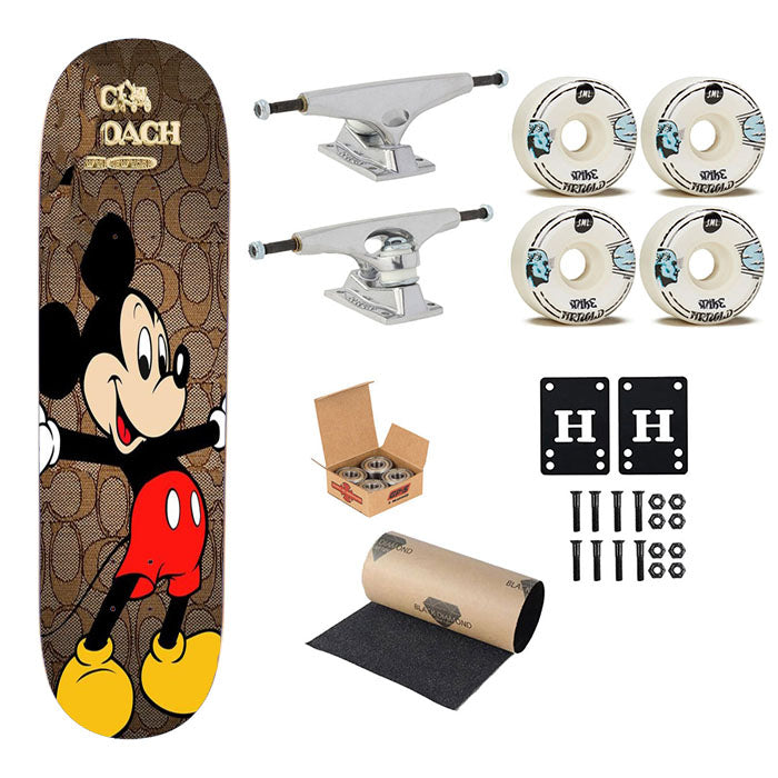 Coach Brown Mickey Mouse 2 Skateboard Complete Board 8.0" X 31.75"
