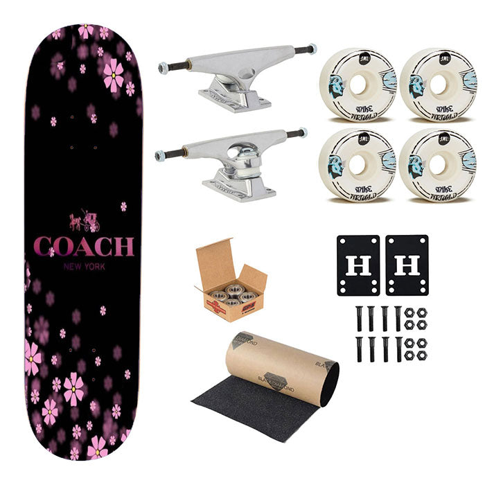 Coach Flowers Purple Sweet Skateboard Complete Board 8.0" X 31.75"