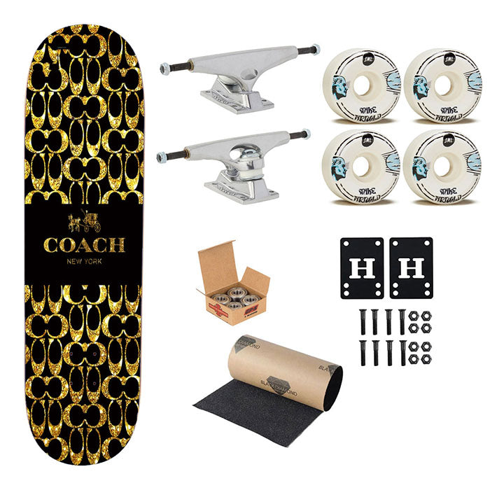 Coach New York Golden Skateboard Complete Board 8.0" X 31.75"