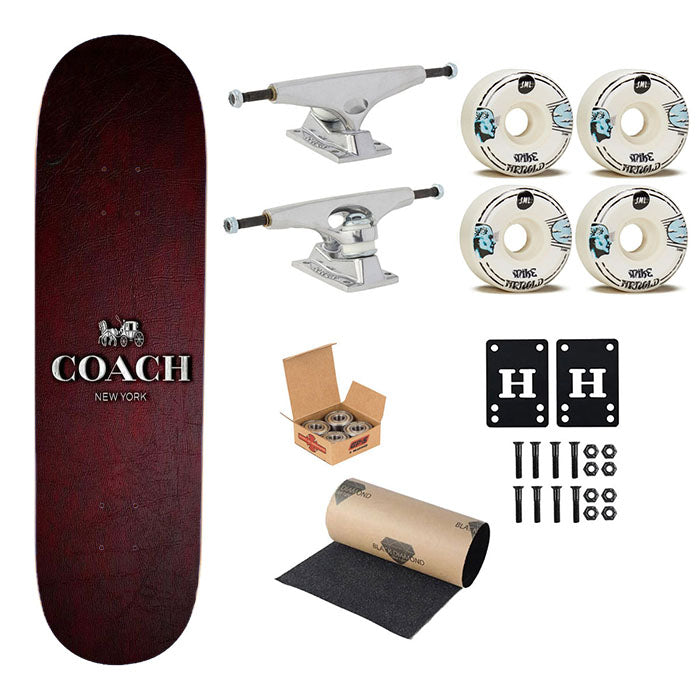 Coach New York Logo Leather Skateboard Complete Board 8.0" X 31.75"