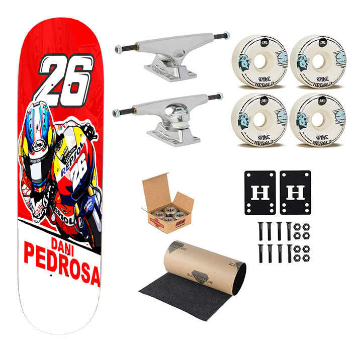 Dani Pedrosa Motogp Caricature Repsol Honda Skateboard Complete Board 8.0" X 31.75"
