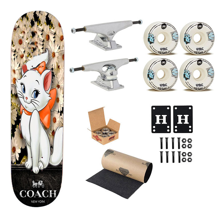 Flowers Coach Cat Marie Skateboard Complete Board 8.0" X 31.75"