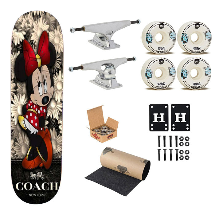 Flowers Coach Minnie Mouse New 43 Skateboard Complete Board 8.0" X 31.75"