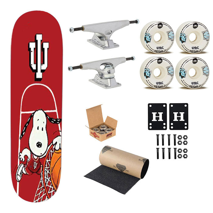Indy Hoosiers Snoopy Dunk Skateboard Complete Board 8.0" X 31.75"