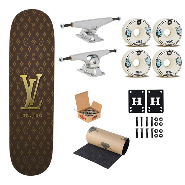 Louis Vuitton Designer Label Logos Patterns Skateboard Complete Board 8.0" X 31.75"