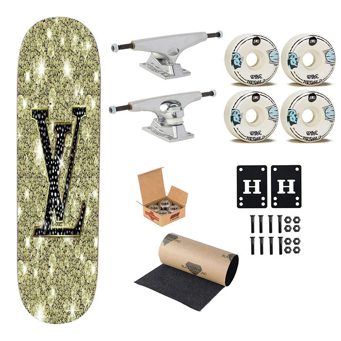 Louis Vuitton Diamond Clean Skateboard Complete Board 8.0" X 31.75"