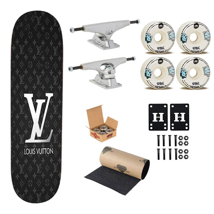 Louis Vuitton Grey Logo Skateboard Complete Board 8.0" X 31.75"