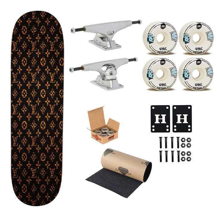 Louis Vuitton Leather Pattern Skateboard Complete Board 8.0" X 31.75"