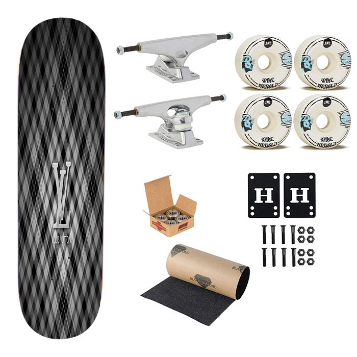 Louis Vuitton Logo In Silver Style Skateboard Complete Board 8.0" X 31.75"