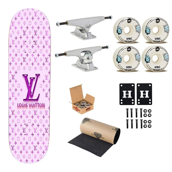 Louis Vuitton Logo Purple Skateboard Complete Board 8.0" X 31.75"