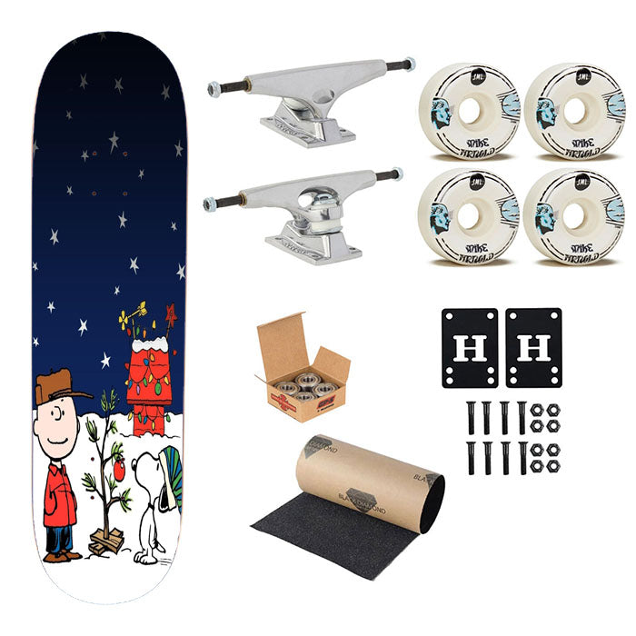 Merry Christmas Charlie Brown Snoopy Wallpaper Skateboard Complete Board 8.0" X 31.75"