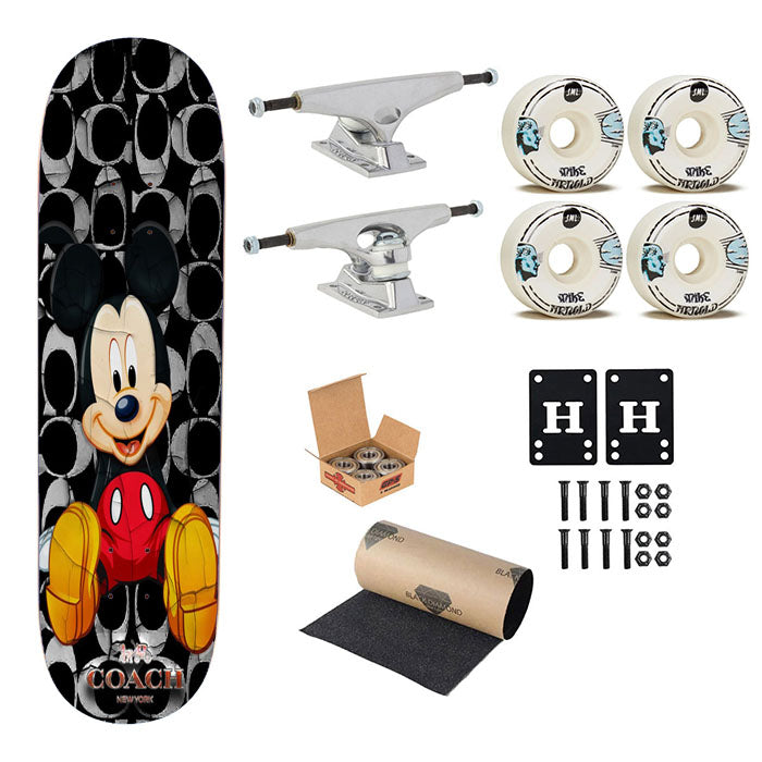 Mickey Mouse Coach Black 5 Skateboard Complete Board 8.0" X 31.75"