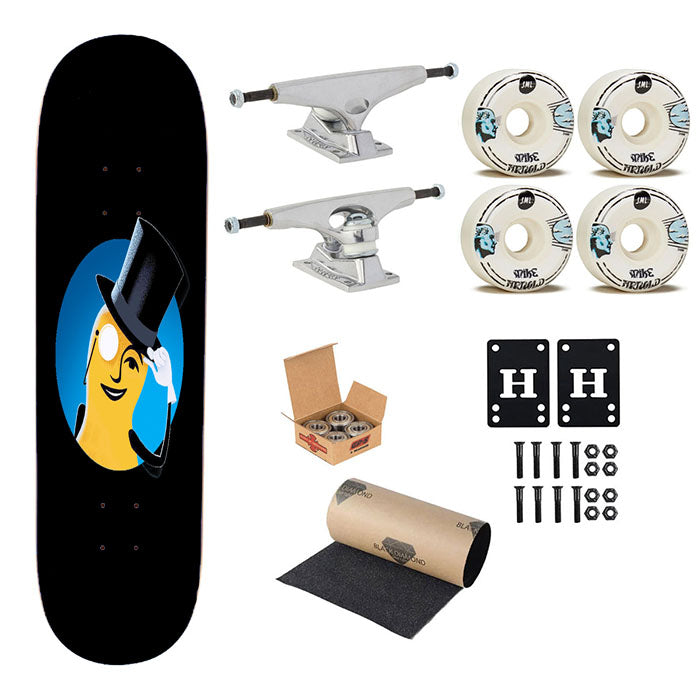 Mr Peanuts Cartoon On Black Skateboard Complete Board 8.0" X 31.75"